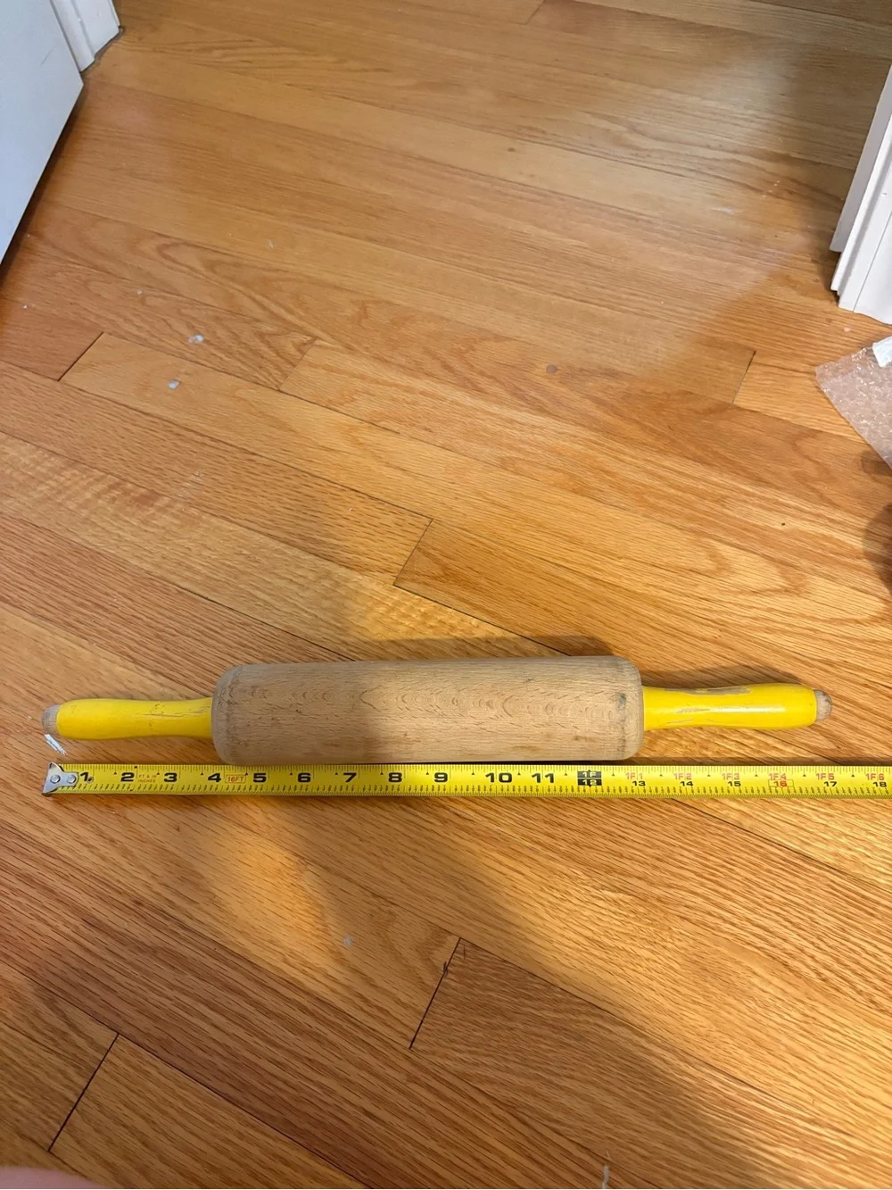 Yellow Handle Wooden Rolling Pin Vintage